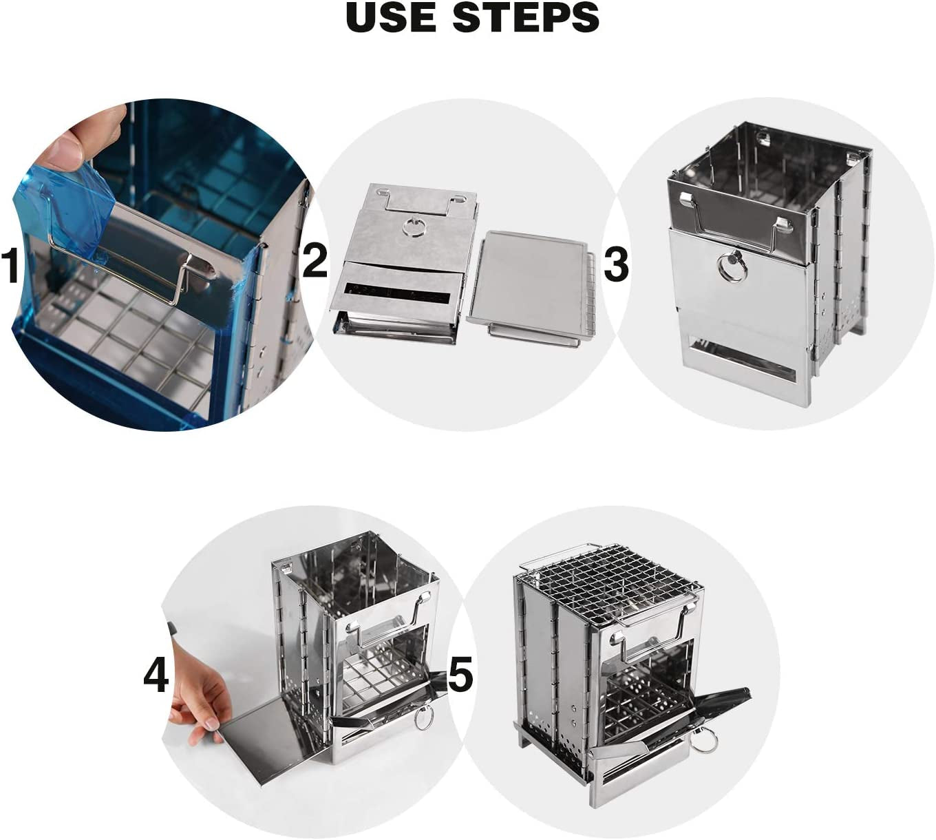Portable Stainless Steel Wood Burning Folding Camp Stove