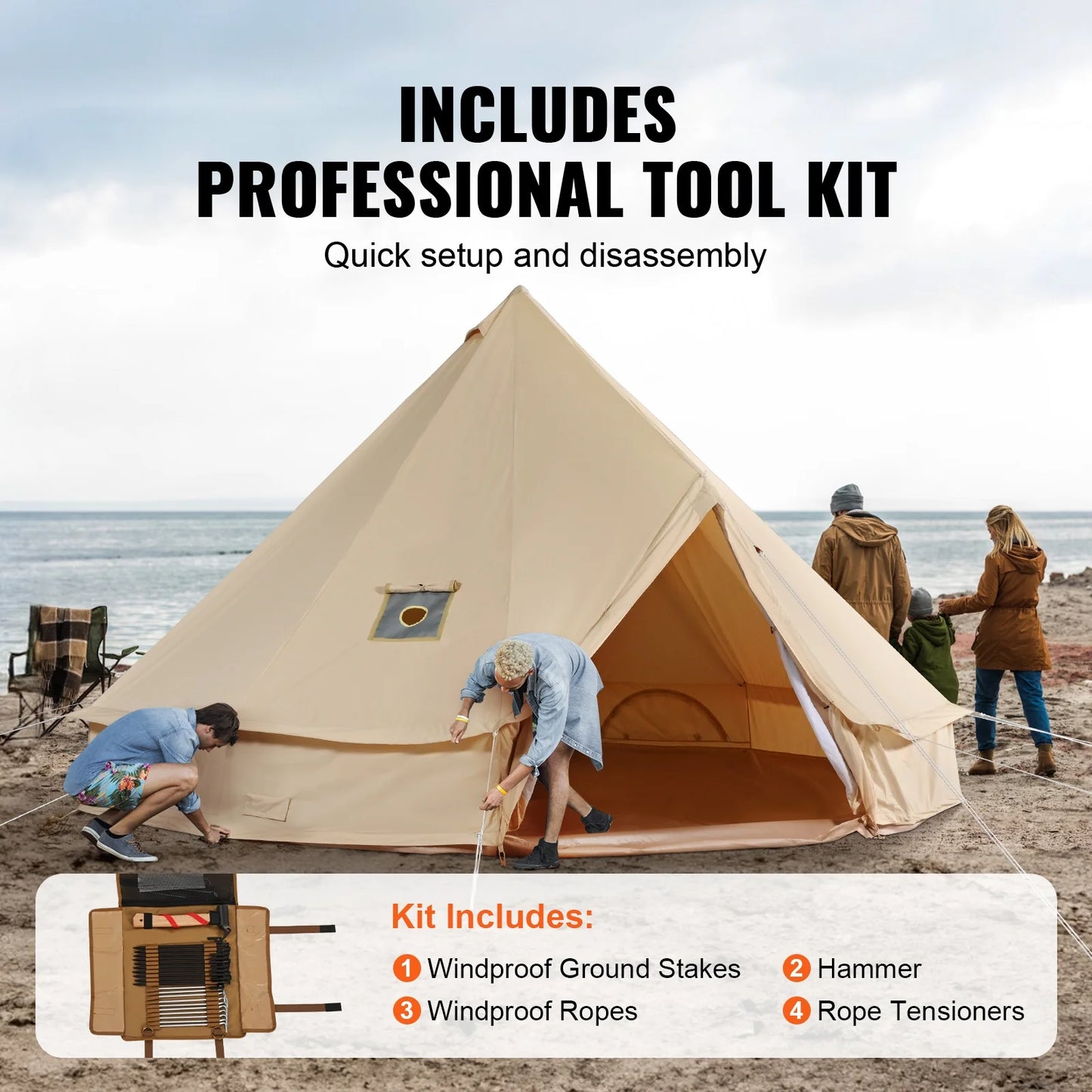 Canvas Bell  4-Season Camping Yurt Tent with Stove Jack
