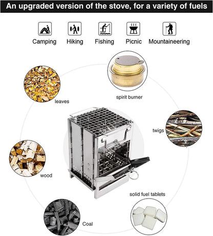 Portable Stainless Steel Wood Burning Folding Camp Stove  