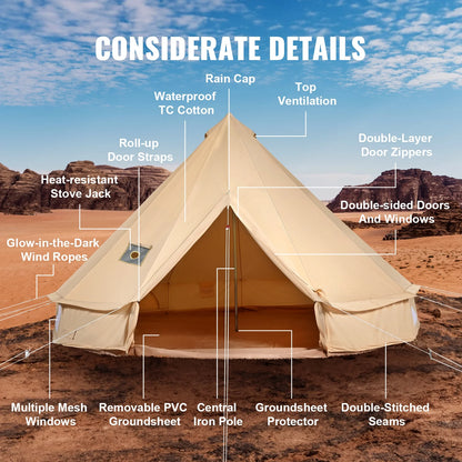 Canvas Bell  4-Season Camping Yurt Tent with Stove Jack