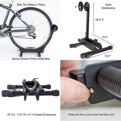 Black 1-Bike Portable Floor Stand Garage Bike Rack