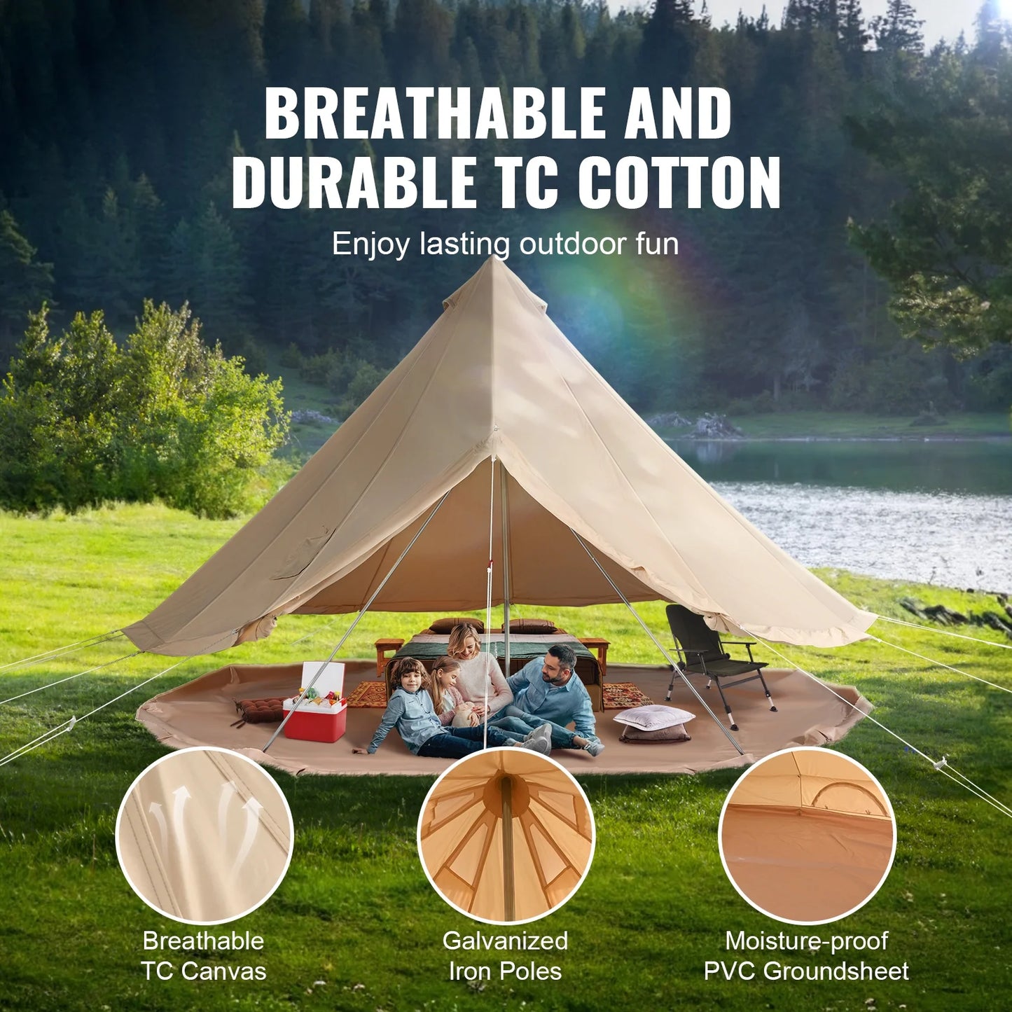 Canvas Bell  4-Season Camping Yurt Tent with Stove Jack