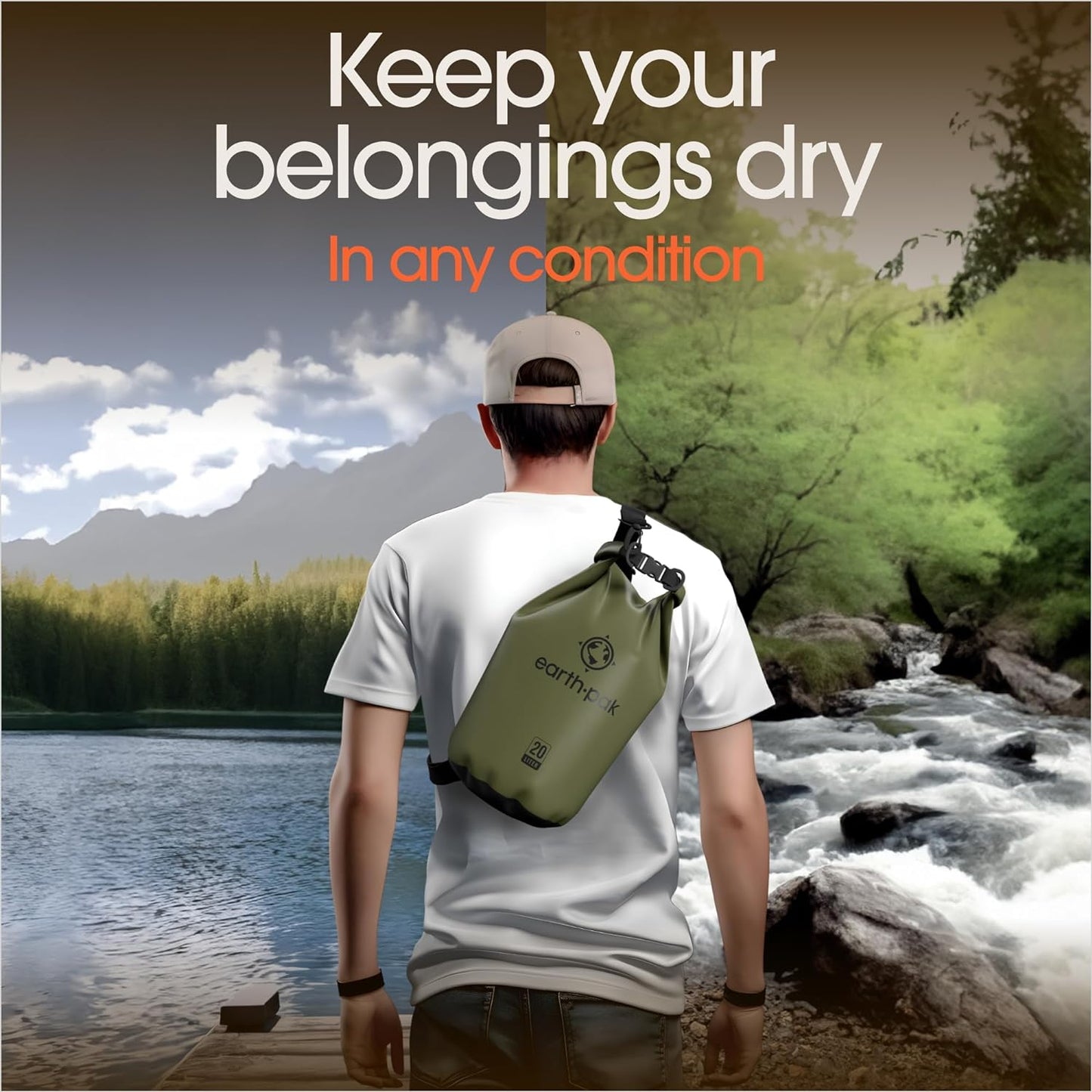 Waterproof Dry Bag - Roll Top Waterproof Backpack Sack  with Waterproof Phone Case