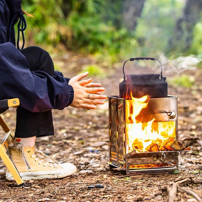 Portable Stainless Steel Wood Burning Folding Camp Stove  