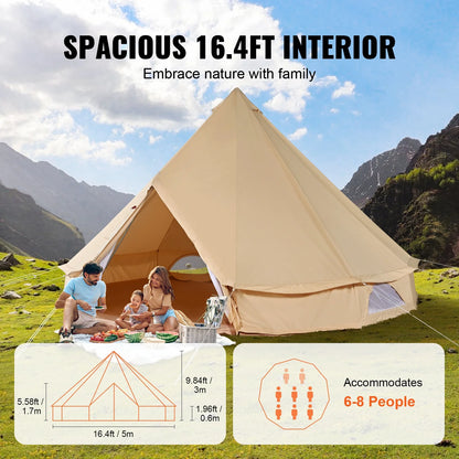 Canvas Bell  4-Season Camping Yurt Tent with Stove Jack