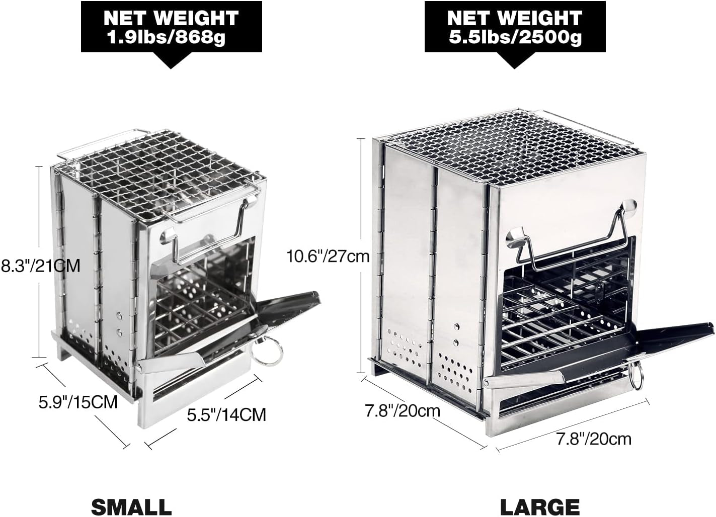 Portable Stainless Steel Wood Burning Folding Camp Stove  