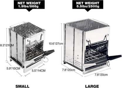 Portable Stainless Steel Wood Burning Folding Camp Stove  