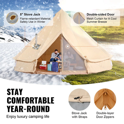 Canvas Bell  4-Season Camping Yurt Tent with Stove Jack