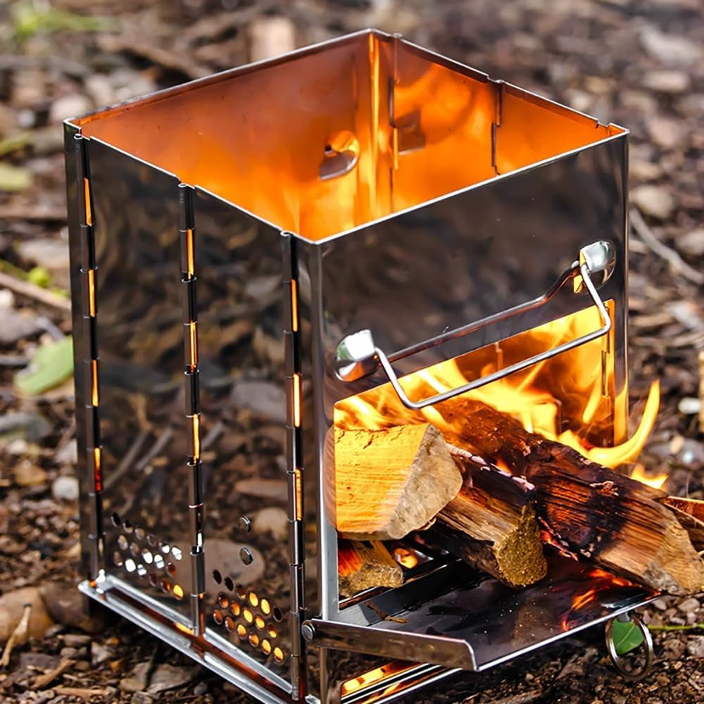 Portable Stainless Steel Wood Burning Folding Camp Stove  