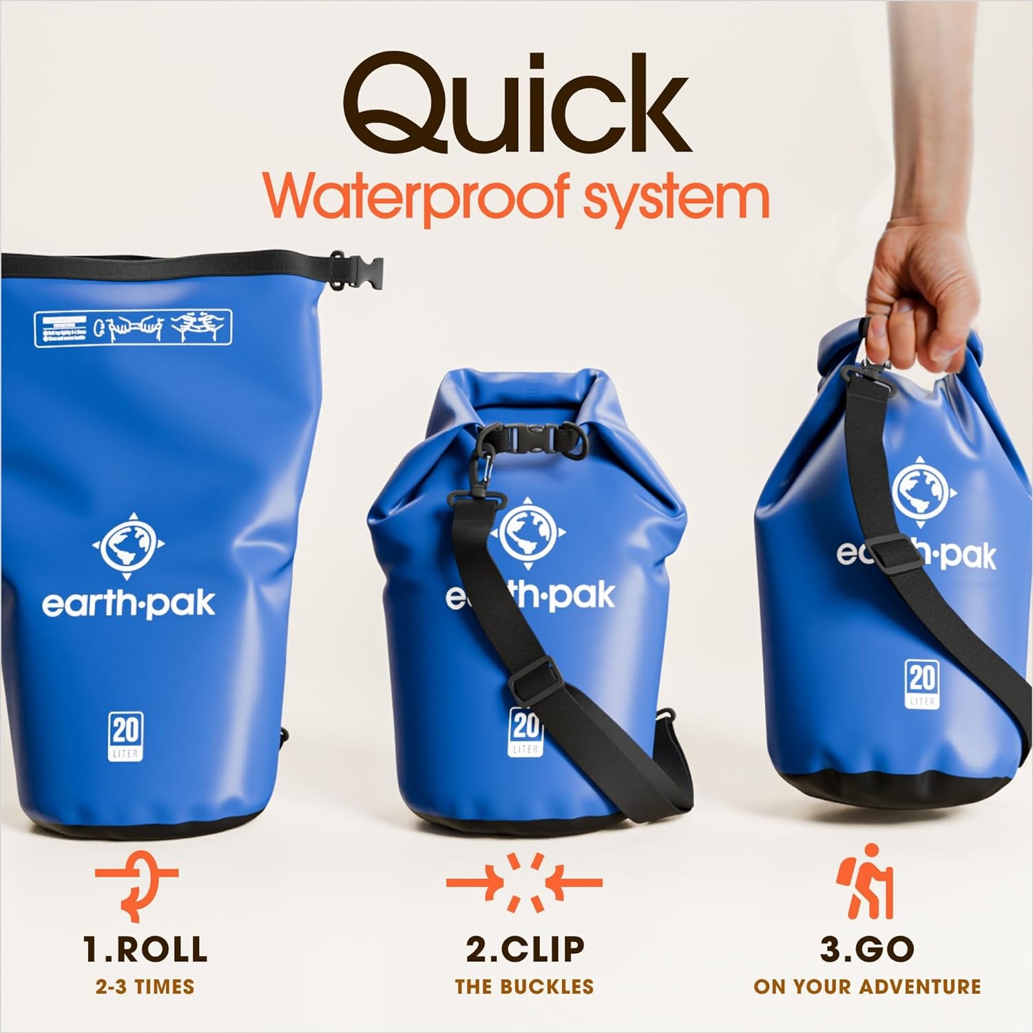 Waterproof Dry Bag - Roll Top Waterproof Backpack Sack  with Waterproof Phone Case
