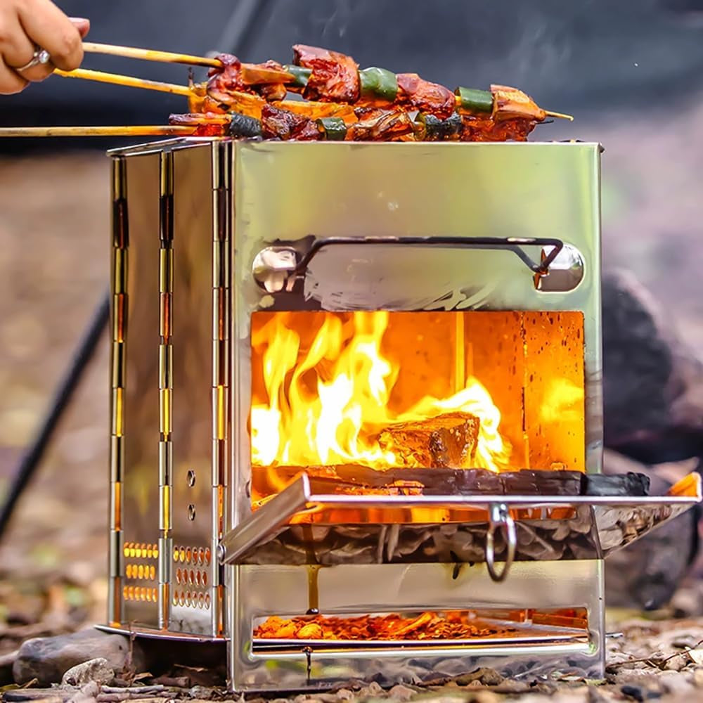 Portable Stainless Steel Wood Burning Folding Camp Stove  