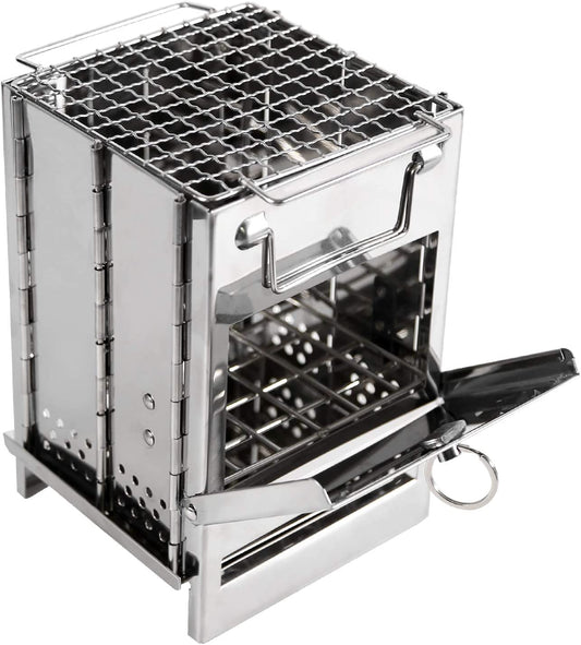 Portable Stainless Steel Wood Burning Folding Camp Stove  